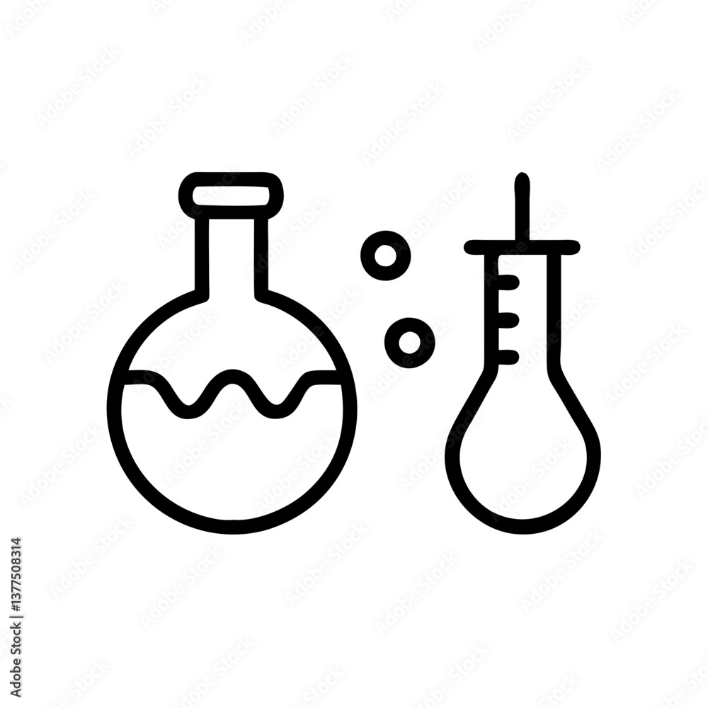 Obraz premium Chemistry Lab Equipment Vector Icons for Scientific Research Use. chemistry icon set, set of laboratory equipment, vector, vectoral drawing. Set of Chemical test tube. Glass tube. Flask template.