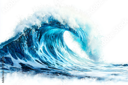 Blue water wave abstract background isolated on white 