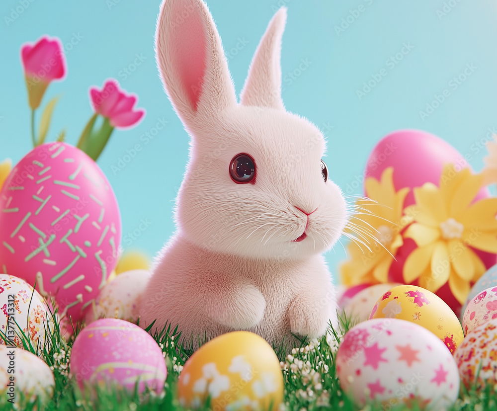 easter background with colored eggs and props easter background with colored eggs and props