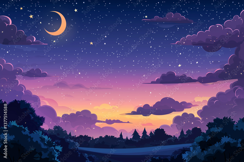 Fototapeta premium Night Sky Background. Clear night sky after sunset for background 