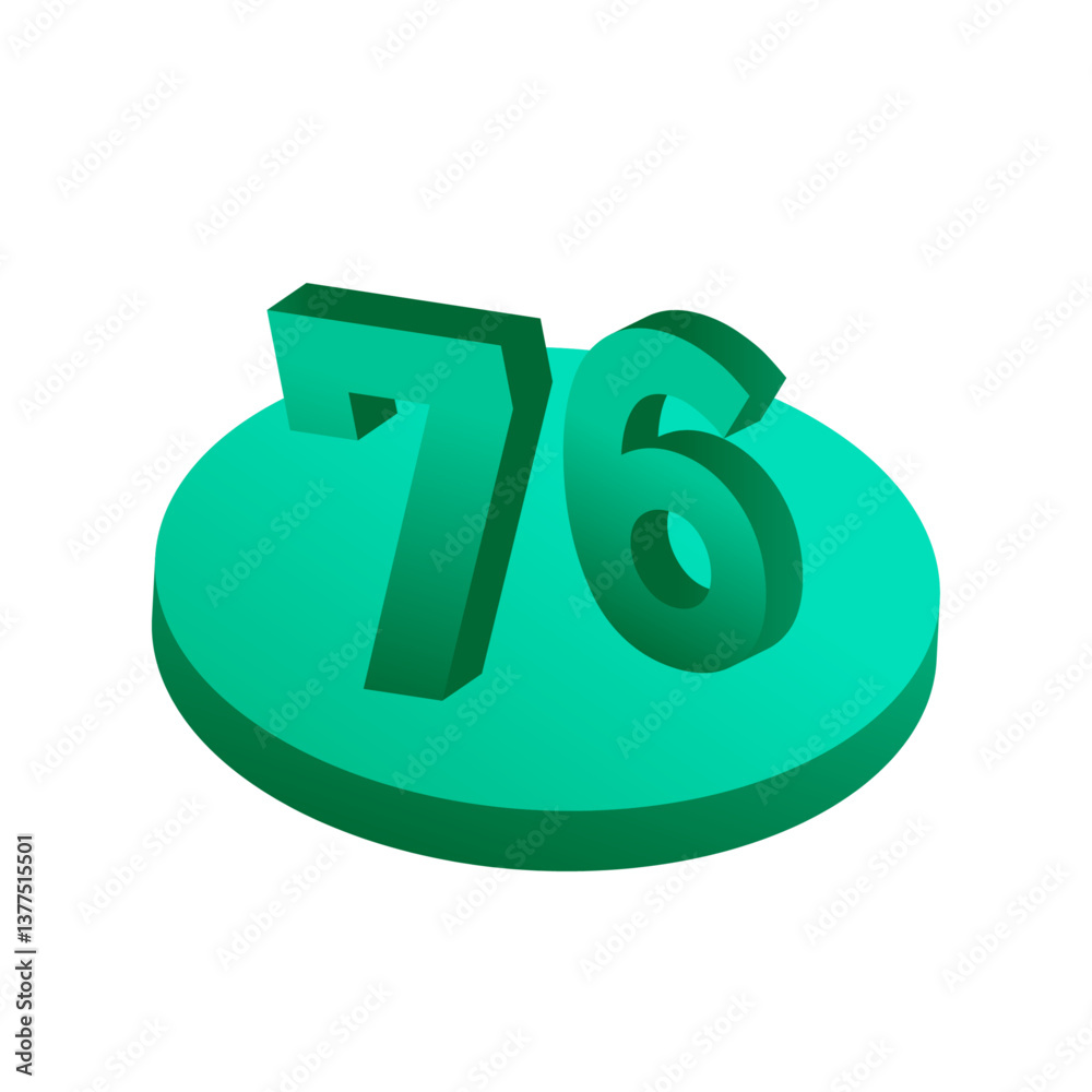 76 Number, 3D number, 3D illustration on white background with reflection, Isolated 3d numbers for compositions number 76 76 Number, 3D number, 3D illustration on white background with reflection, Isolated 3d numbers for compositions number 76