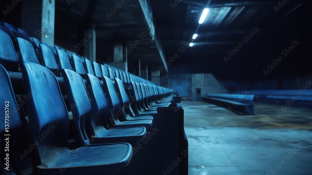 Fototapeta premium Empty stadium seats in dark arena