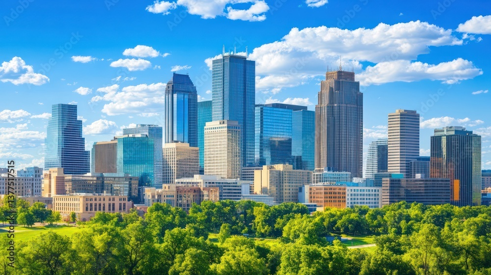 Fototapeta premium Dallas Skyline with Parkland