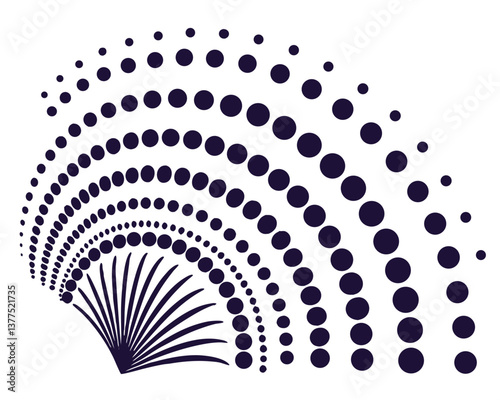 Abstract halftone dot pattern radiating from a central circle design element.