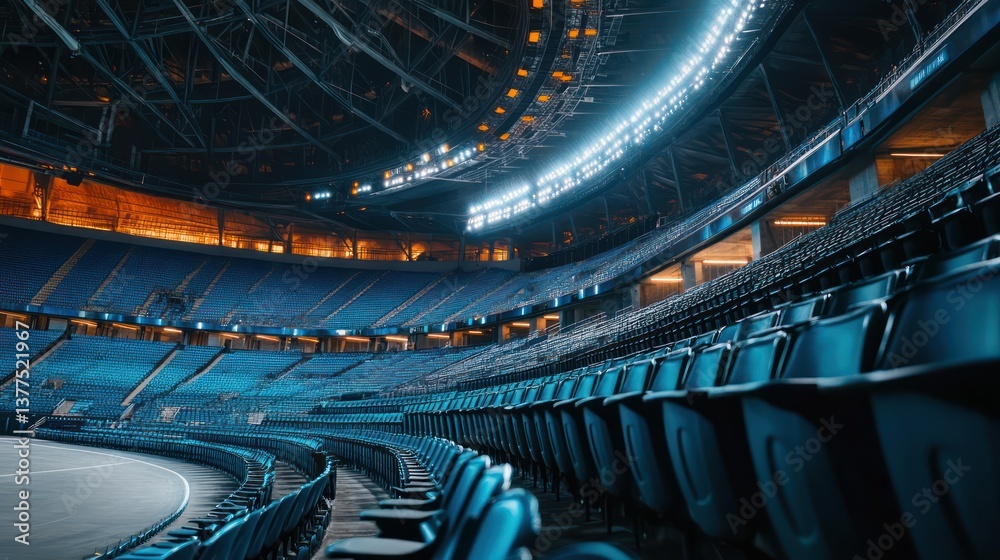 Fototapeta premium Empty stadium interior at night