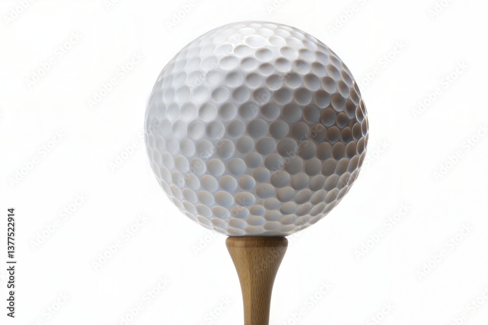 Golf ball on wooden tee isolated on white background – perfect for sports themes, golf instruction, tournament marketing, golfing equipment, and outdoor leisure visuals Golf ball on wooden tee isolated on white background – perfect for sports themes, golf instruction, tournament marketing, golfing equipment, and outdoor leisure visuals