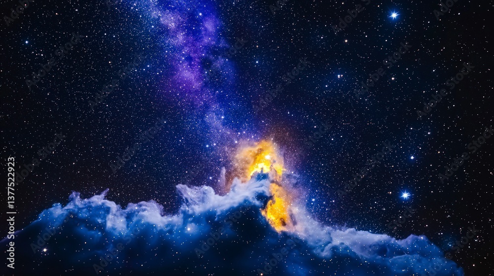 Fototapeta premium Cosmic Nebula Vibrant Hues of Celestial Fire and Stardust