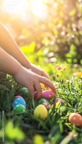 hands with easter eggs