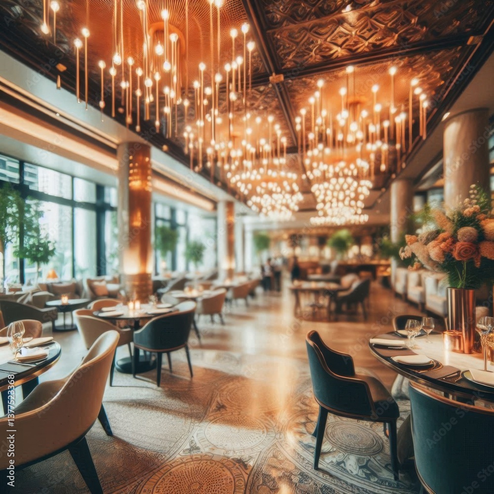 Fototapeta premium a blurred background of an upscale restaurant with stylish decor 3