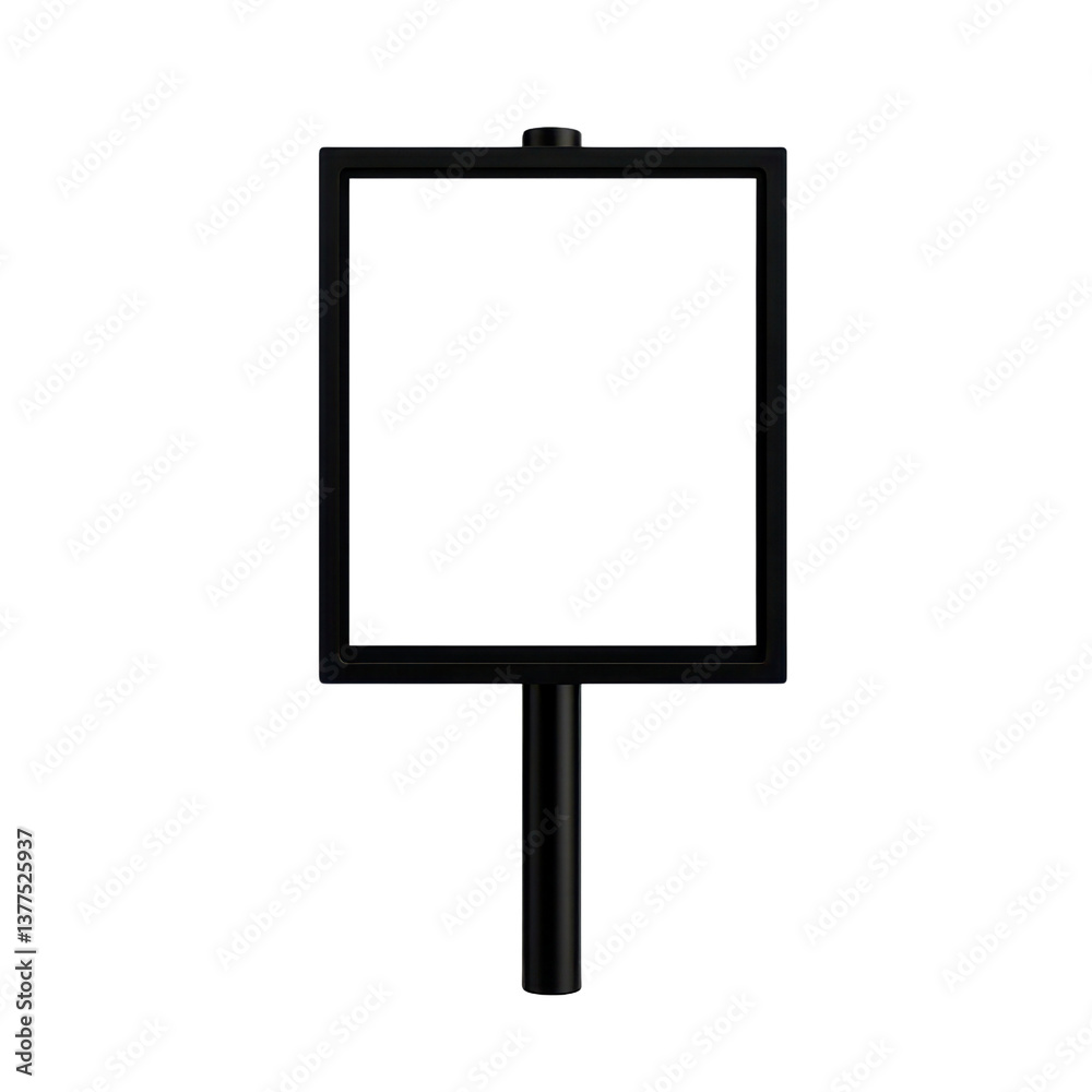 Blank black frame on a stand for presentations or displays. transparent background. Blank black frame on a stand for presentations or displays. transparent background.