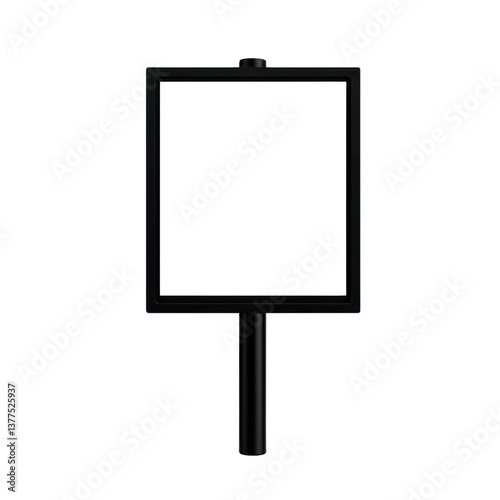 Blank black frame on a stand for presentations or displays. transparent background.