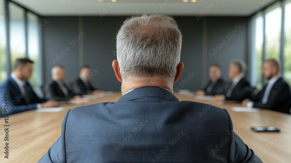 Fototapeta premium corporate boardroom where executives analyze company strategy with focus on leadership