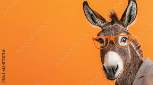 Wallpaper Mural Smart Donkey Wearing Glasses Against Vibrant Orange Background Torontodigital.ca