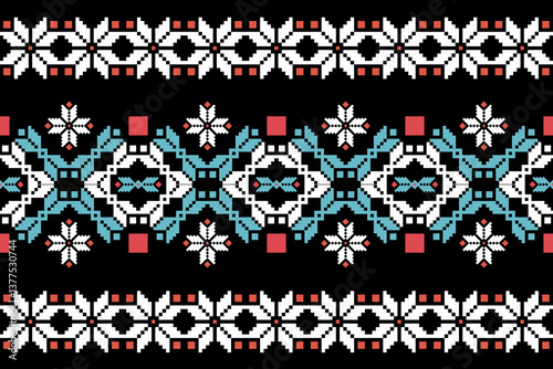 Geometric, seamless,pixel traditional ethnic, thai pattern, fabric pattern for textiles, rugs, wallpaper, clothing, sarong, batik, print, background, cover, illustration