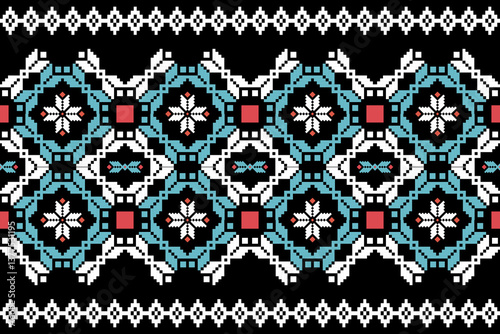 Geometric, seamless,pixel traditional ethnic, thai pattern, fabric pattern for textiles, rugs, wallpaper, clothing, sarong, batik, print, background, cover, illustration