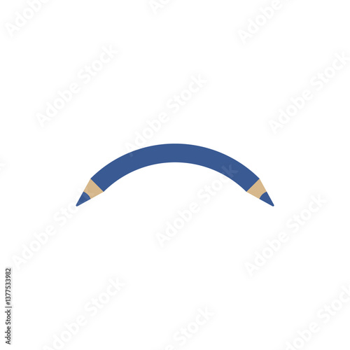 Bent flexible pencil sharpened on both sides. Semicircular shape.