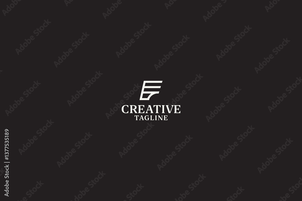 Linear Letters FE Monogram with Black Background, Linear Letters FE Monogram with Black Background,