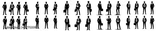 Wallpaper Mural Collection of silhouettes of a worker wearing a suit carrying a bag Torontodigital.ca