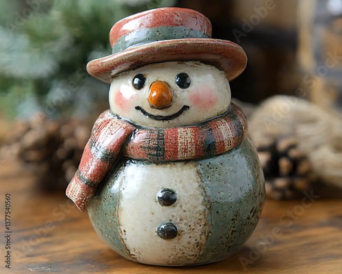 Ceramic Snowman Holiday Decor.