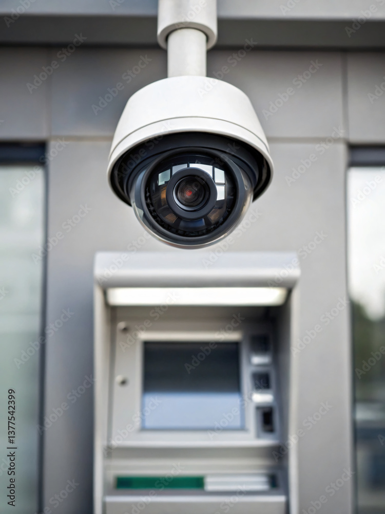 Security camera monitoring an ATM machine in a modern urban environment Security camera monitoring an ATM machine in a modern urban environment