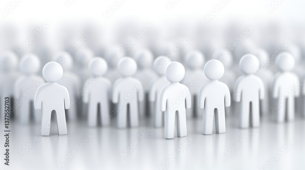 Large Group of White 3D Figures Representing a Crowd or Team Unity Concept Large Group of White 3D Figures Representing a Crowd or Team Unity Concept