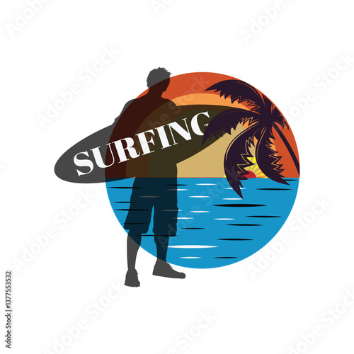 summer surfing t shirt design illustration 