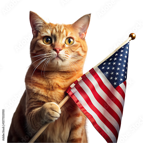 Patriotic Cat, 4th of July, USA Flag