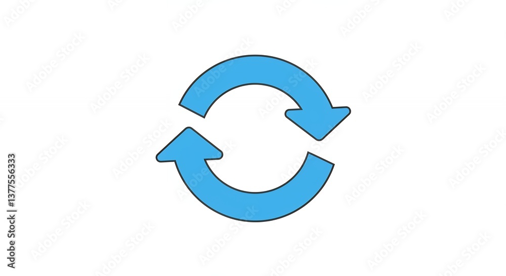 Refresh Arrows Graphic Blue Curved Rotation Cycle on White Refresh Arrows Graphic Blue Curved Rotation Cycle on White