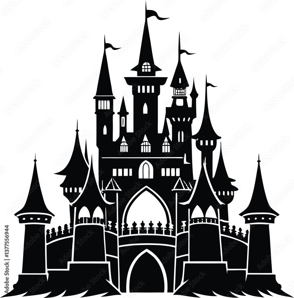 Obraz premium Castle Silhouette Vector