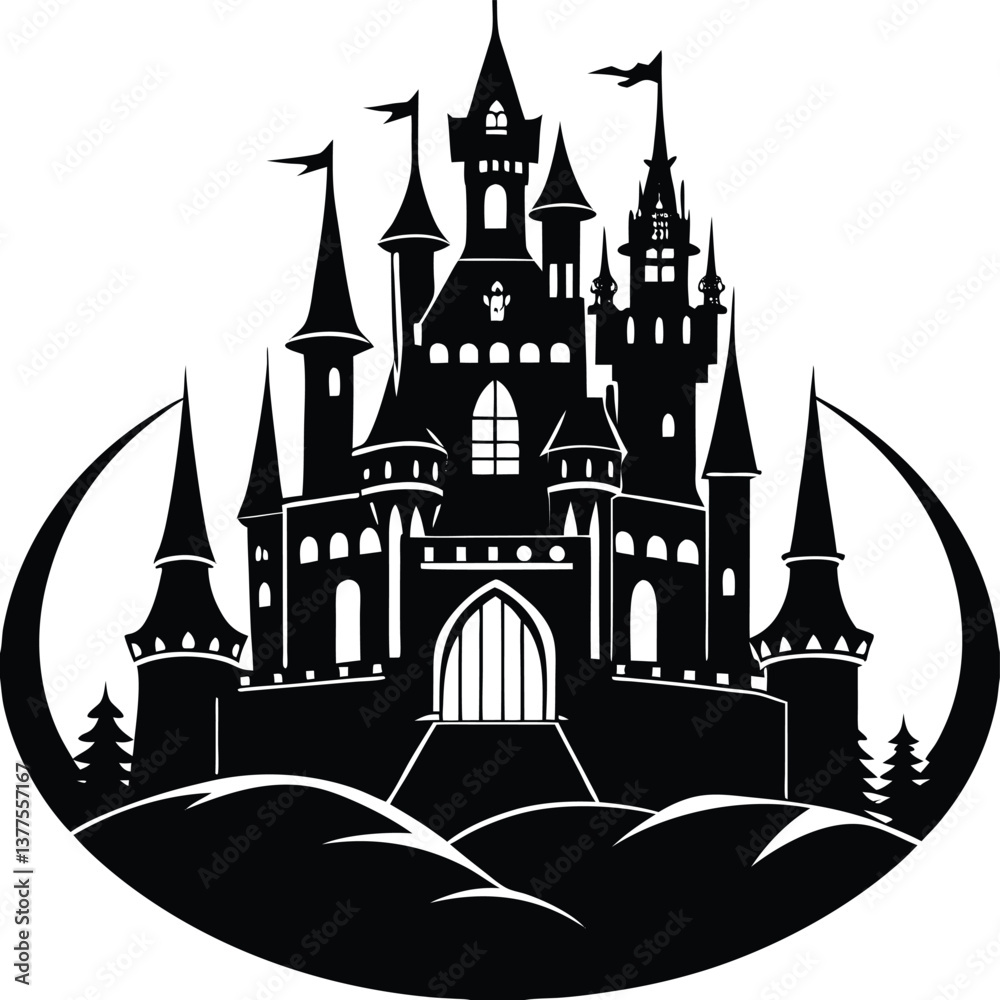 Obraz premium Castle Silhouette Vector