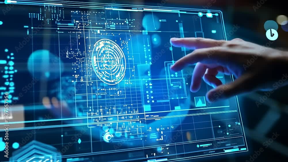 Futuristic digital interface interaction showcasing data visualization and analytics in a tech environment Futuristic digital interface interaction showcasing data visualization and analytics in a tech environment