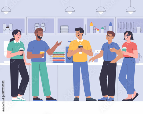 Coffee Break at the Office: Diverse Team Enjoying a Casual Moment of Connection and Collaboration