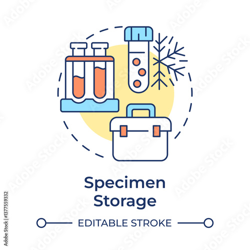Specimen storage multi color concept icon. Controlled preservation of materials. Bio samples lifestyle. Round shape line illustration. Abstract idea. Graphic design. Easy to use in article