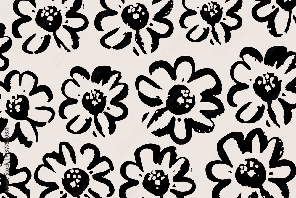 Bold black and white expressive floral background. Design illustration for decoration, wall decor, wallpaper, cover, banner. Bold black and white expressive floral background. Design illustration for decoration, wall decor, wallpaper, cover, banner.