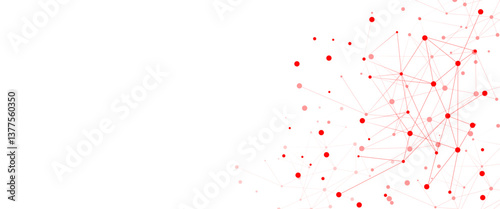 Vector white background with red lines and dots.