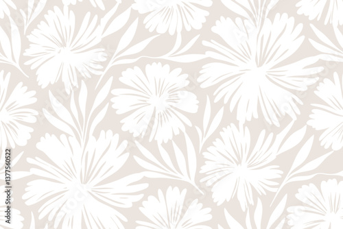 Beige flower textured background. Design illustration for decoration, wall decor, wallpaper, cover, banner.