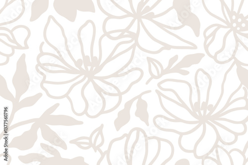 Beige flower textured background. Design illustration for decoration, wall decor, wallpaper, cover, banner.