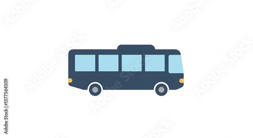 Dark Blue Bus Graphic Icon Simple and Flat Design Style