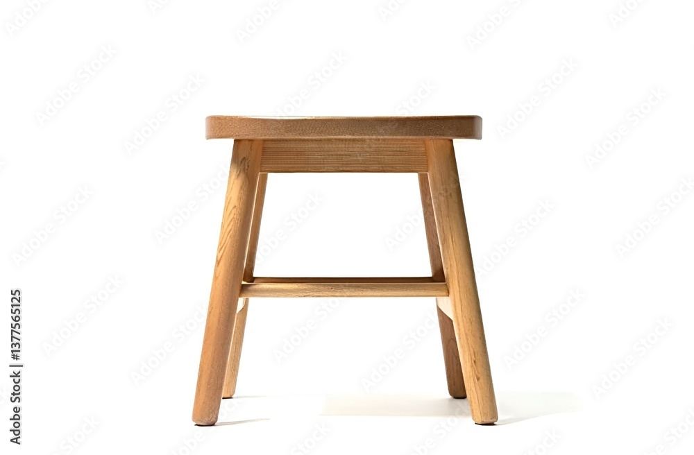 Close-up of a wooden stool on a white background. Close-up of a wooden stool on a white background.