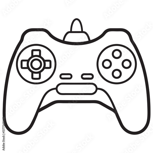 Video game controller line art black vector,Video Gamepad vector icon illustration on white background
