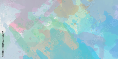 Abstract translucent multicolored watercolor background. Watercolor background. 3D illustration, 3D rendering. Colorful gradient ink colors wet effect hand drawn canvas background