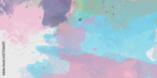 Abstract translucent multicolored watercolor background. Watercolor background. 3D illustration, 3D rendering. Colorful gradient ink colors wet effect hand drawn canvas background