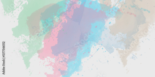 Abstract translucent multicolored watercolor background. Watercolor background. 3D illustration, 3D rendering. Colorful gradient ink colors wet effect hand drawn canvas background