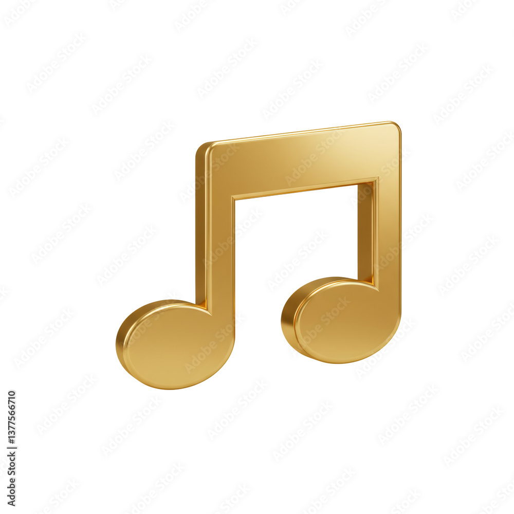 3D Rendered Golden Music Note Icon on Transparent Background 3D Rendered Golden Music Note Icon on Transparent Background