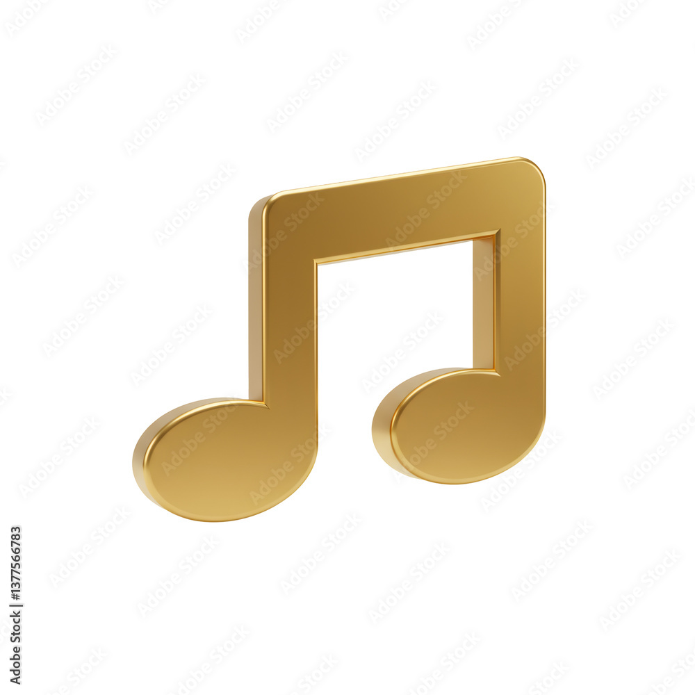 3D Rendered Golden Music Note Icon on Transparent Background 3D Rendered Golden Music Note Icon on Transparent Background