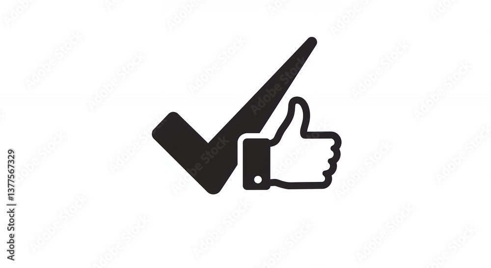 Checkmark and Thumbs Up Graphic Icon for Approval and Success Checkmark and Thumbs Up Graphic Icon for Approval and Success