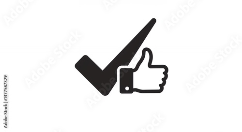 Checkmark and Thumbs Up Graphic Icon for Approval and Success