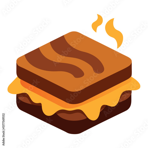 bbq brisket grilled cheese with smoky sauce isolated. 
