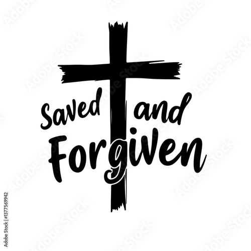 cross with save and forgive lettering vector