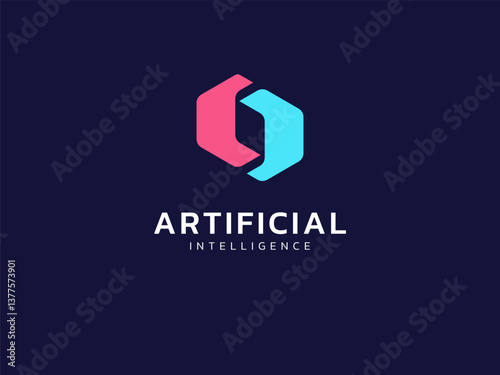 Artificial intelligence with double hexagon twisted infinity technology Analysis logo vector design concept. AI technology logotype symbol for advance technology, tech company, ui, identity, website.